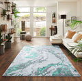 Emperor Metallic Abstract Rug - Picasso Aqua