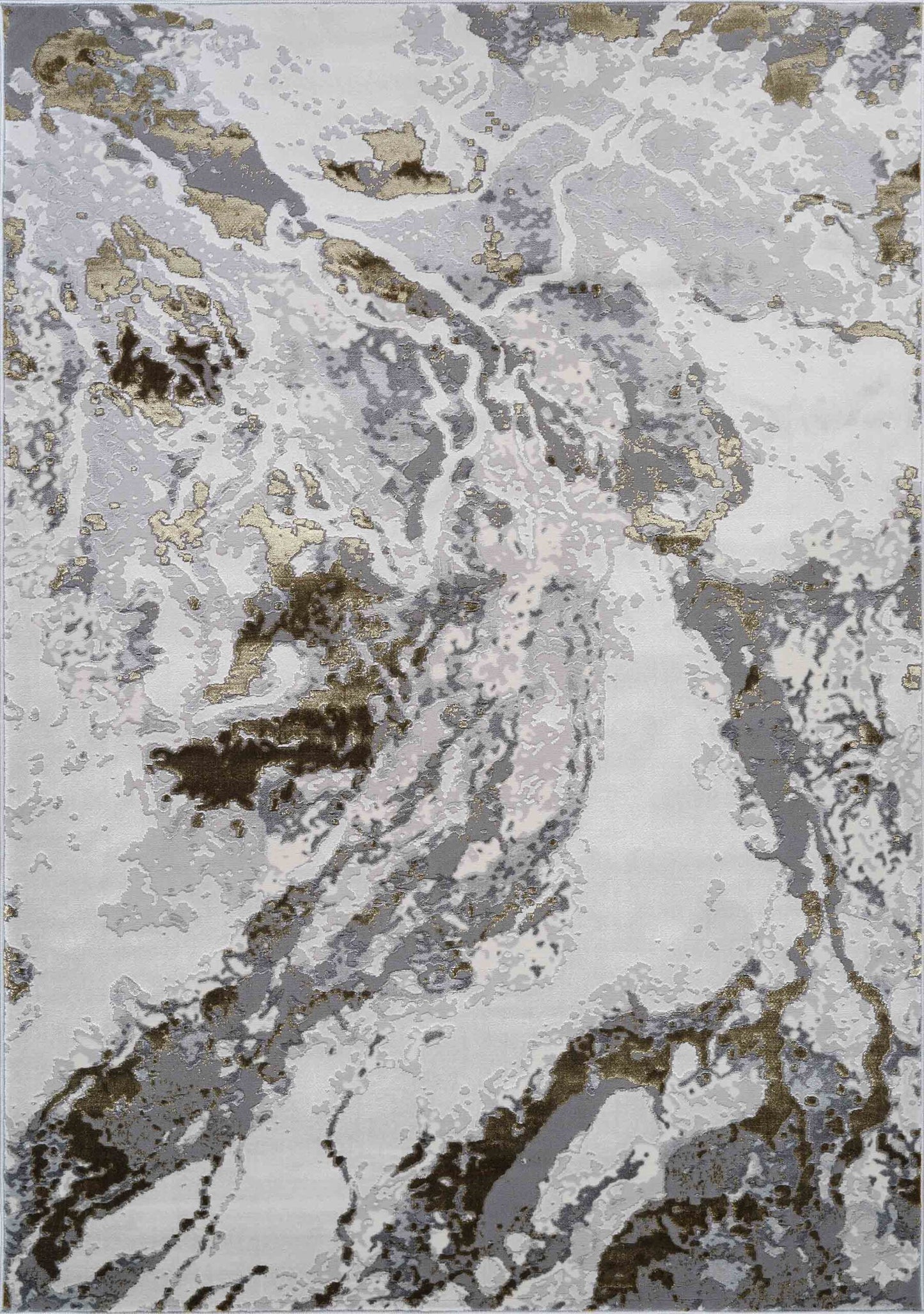 Emperor Metallic Abstract Rug - Picasso Silver