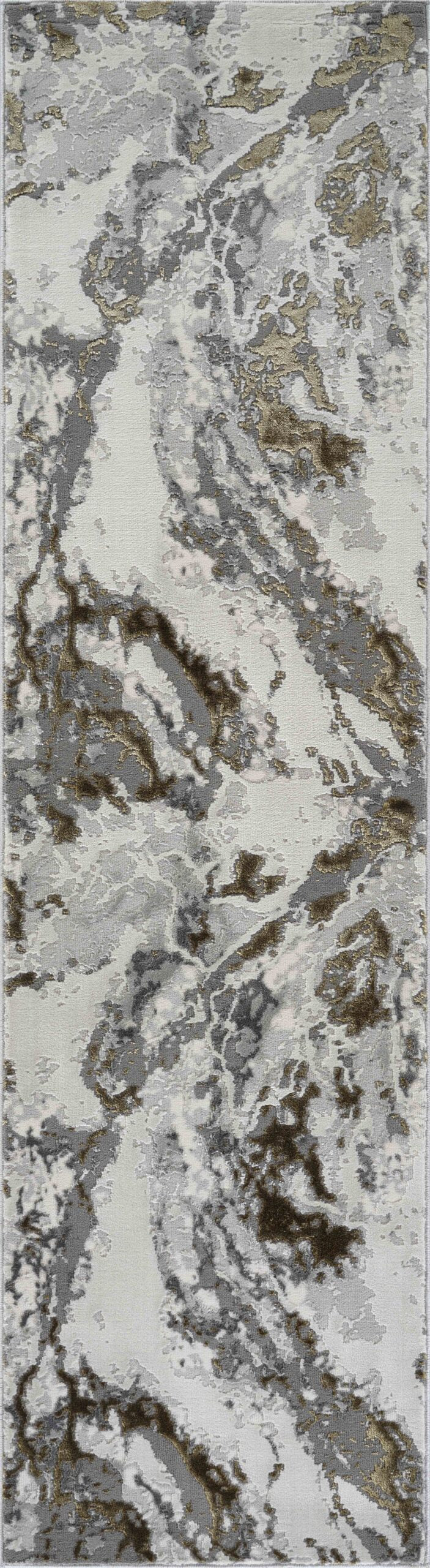 Emperor Metallic Abstract Rug - Picasso Silver