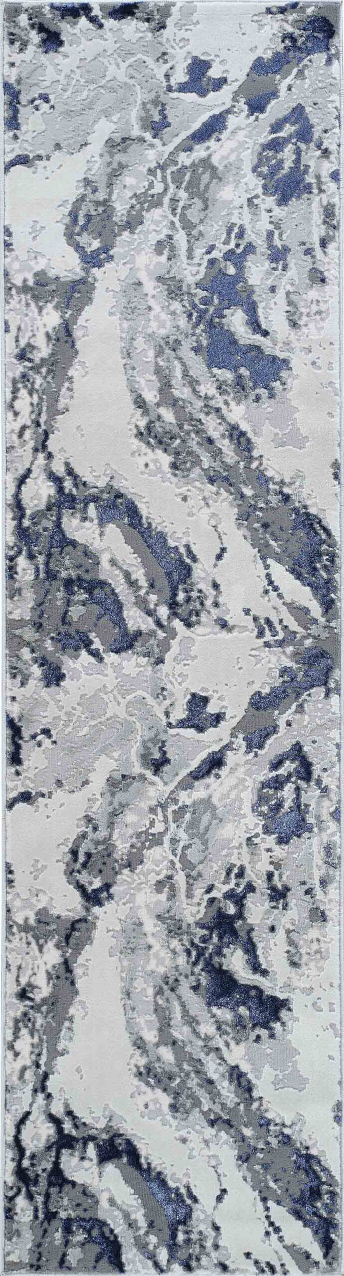 Emperor Metallic Abstract Rug - Picasso Silver
