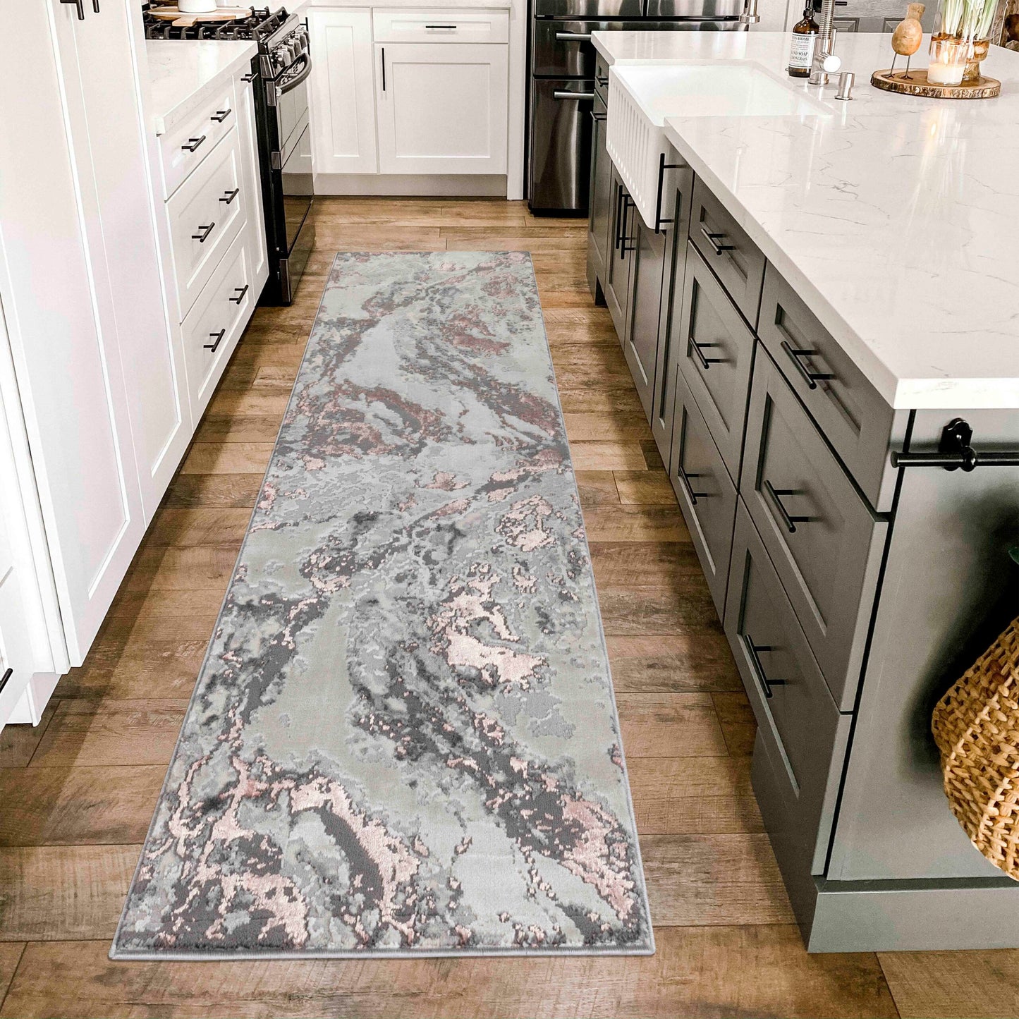 Emperor Metallic Abstract Rug - Picasso Silver