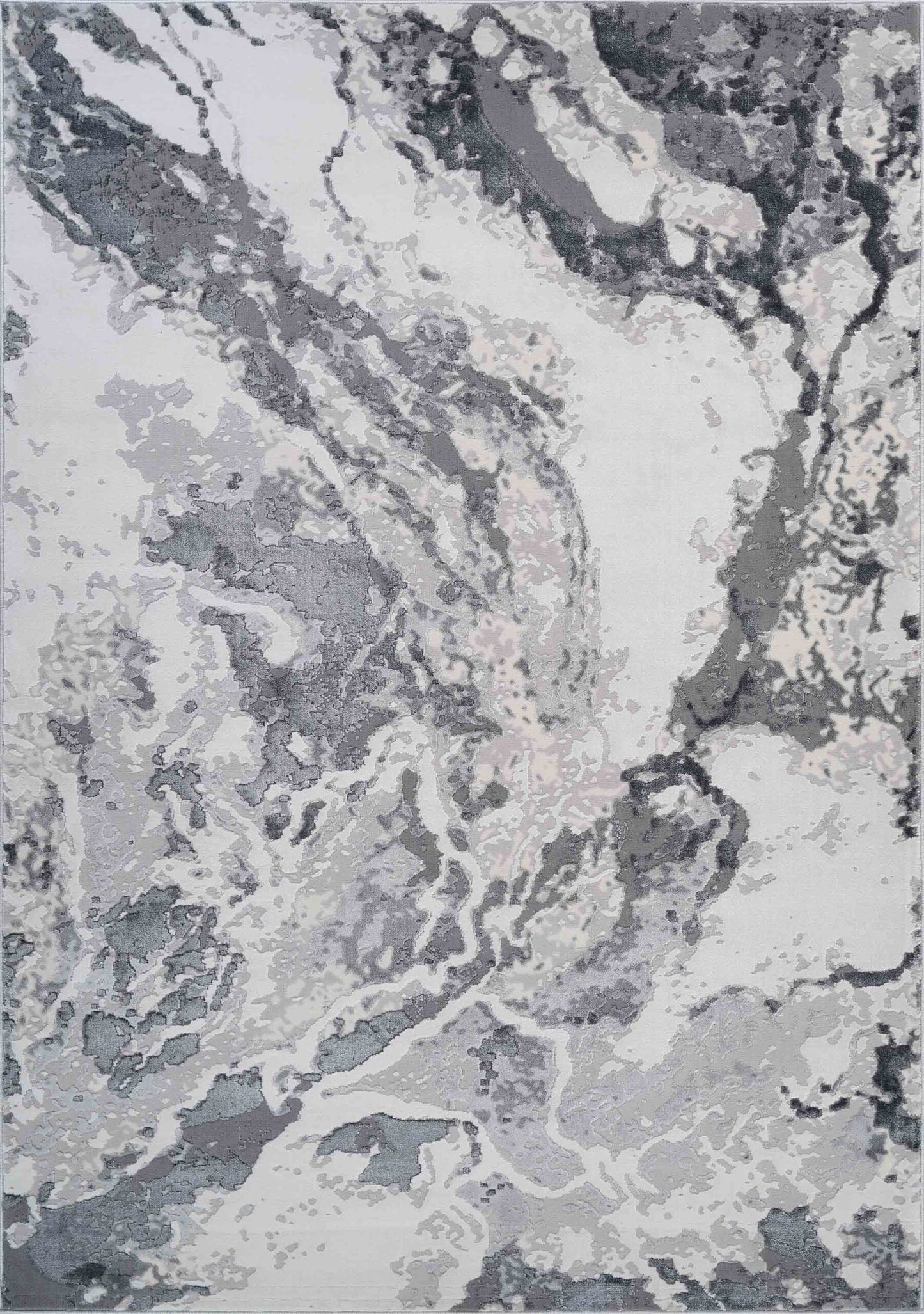 Emperor Metallic Abstract Rug - Picasso Silver
