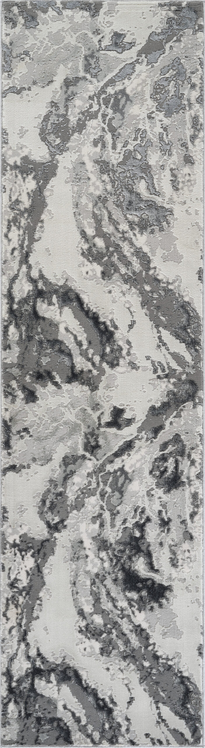 Emperor Metallic Abstract Rug - Picasso Silver