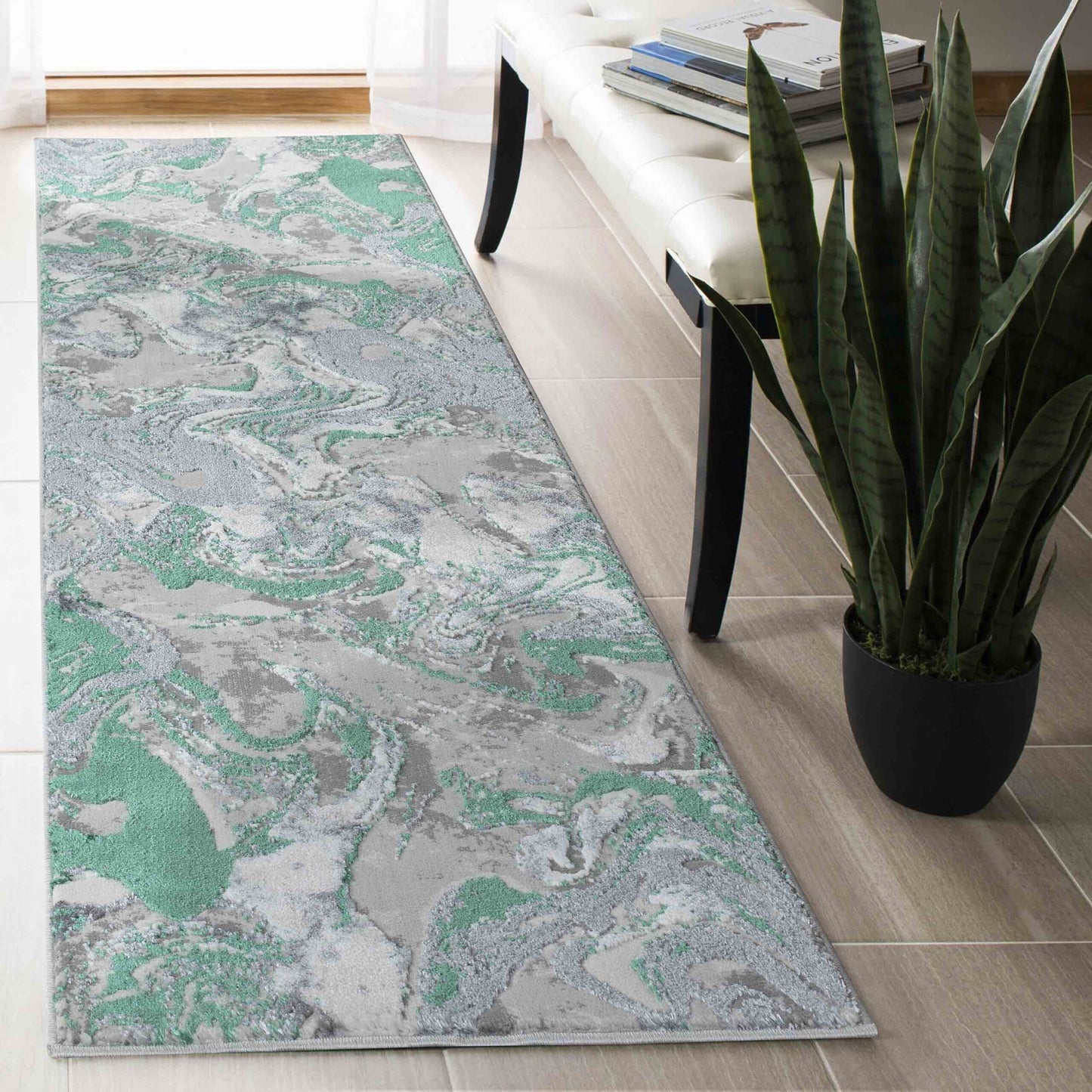 Emperor Solarius Abstract Rugs  - Aqua