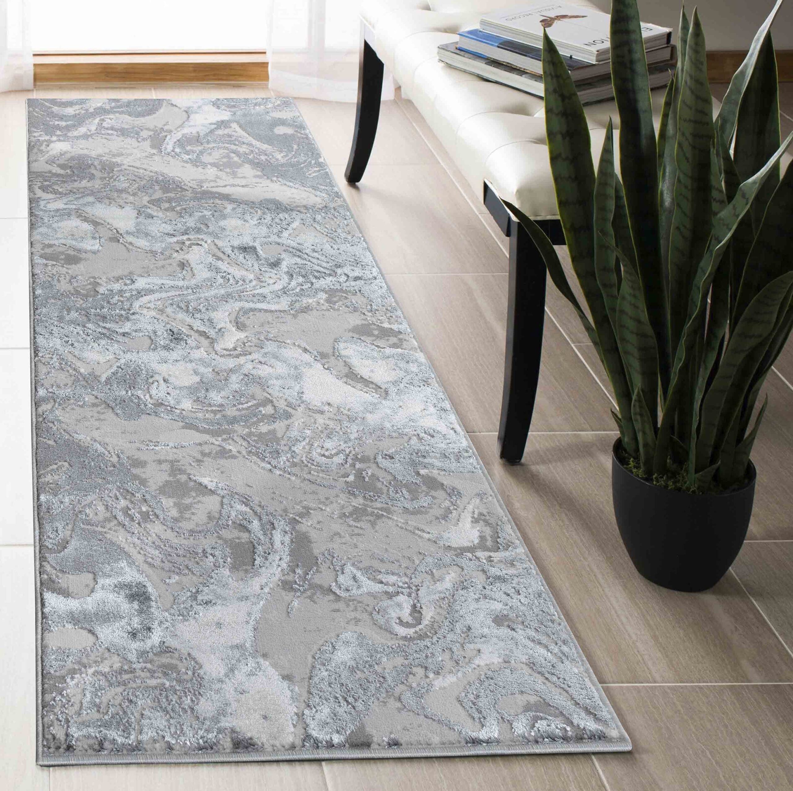 Emperor Solarius Abstract Rugs - Silver