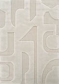 Cream Freya Boho embossed geometric rug, flat portrait view