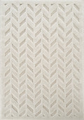 Cream Freya Herringbone embossed geometric rug, flat portrait view