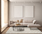 Cream Freya Herringbone embossed geometric rug, in a room setting 2