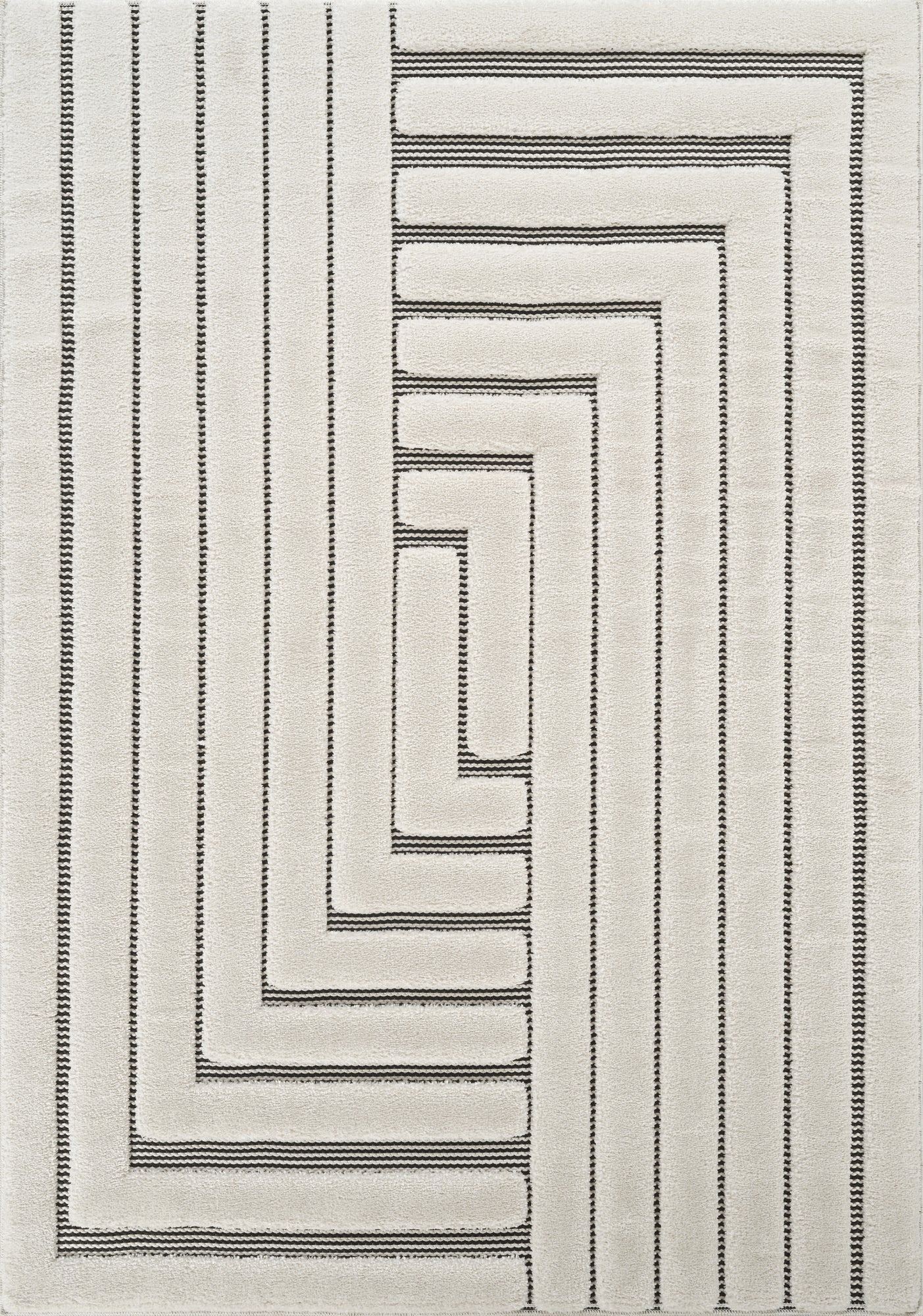 Cream Freya Merge embossed geometric rug, flat portrait view