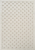 Cream Freya Square embossed geometric rug, flat portrait view