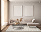 Cream Freya Square embossed geometric rug, in a room setting 2