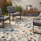 Cream Gardenia Daisy floral rug, in a room setting 2