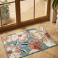 Blue Gardenia Jasmine floral rug, doormat view 2