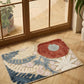 Beige Gardenia Orchid floral rug, doormat view 2
