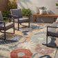 Beige Gardenia Orchid floral rug, in a room setting 2