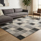 Santiago Carved Abstract Rug - Grid Beige