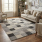Santiago Carved Abstract Rug - Grid Beige