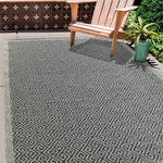 Harper Greek Key Outdoor Rug - Dark Grey