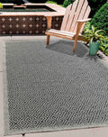 Harper Greek Key Outdoor Rug - Dark Grey