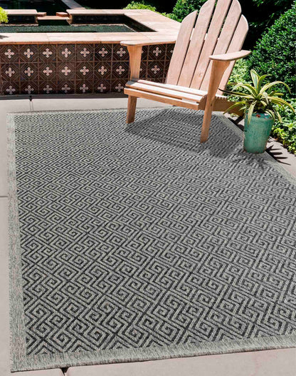 Harper Greek Key Outdoor Rug - Dark Grey