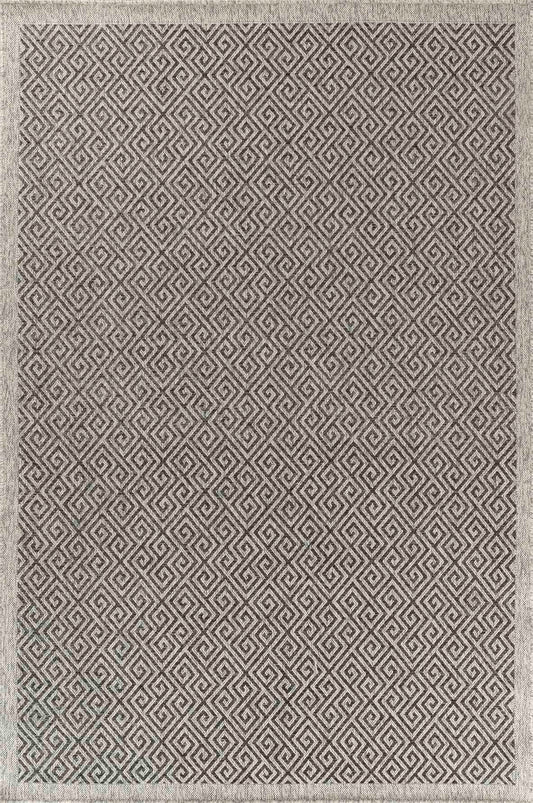 Harper Greek Key Outdoor Rug - Dark Grey
