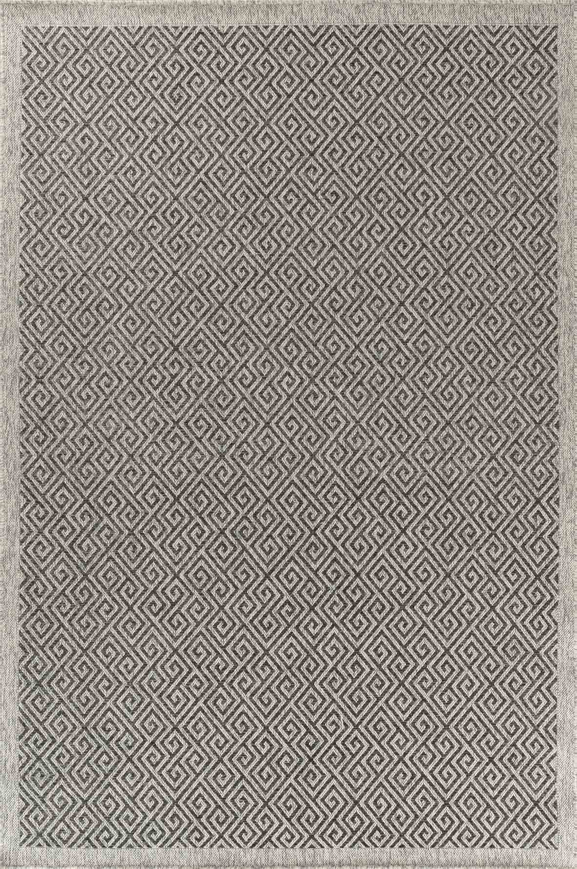 Harper Greek Key Outdoor Rug - Dark Grey