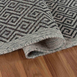 Harper Greek Key Outdoor Rug - Dark Grey