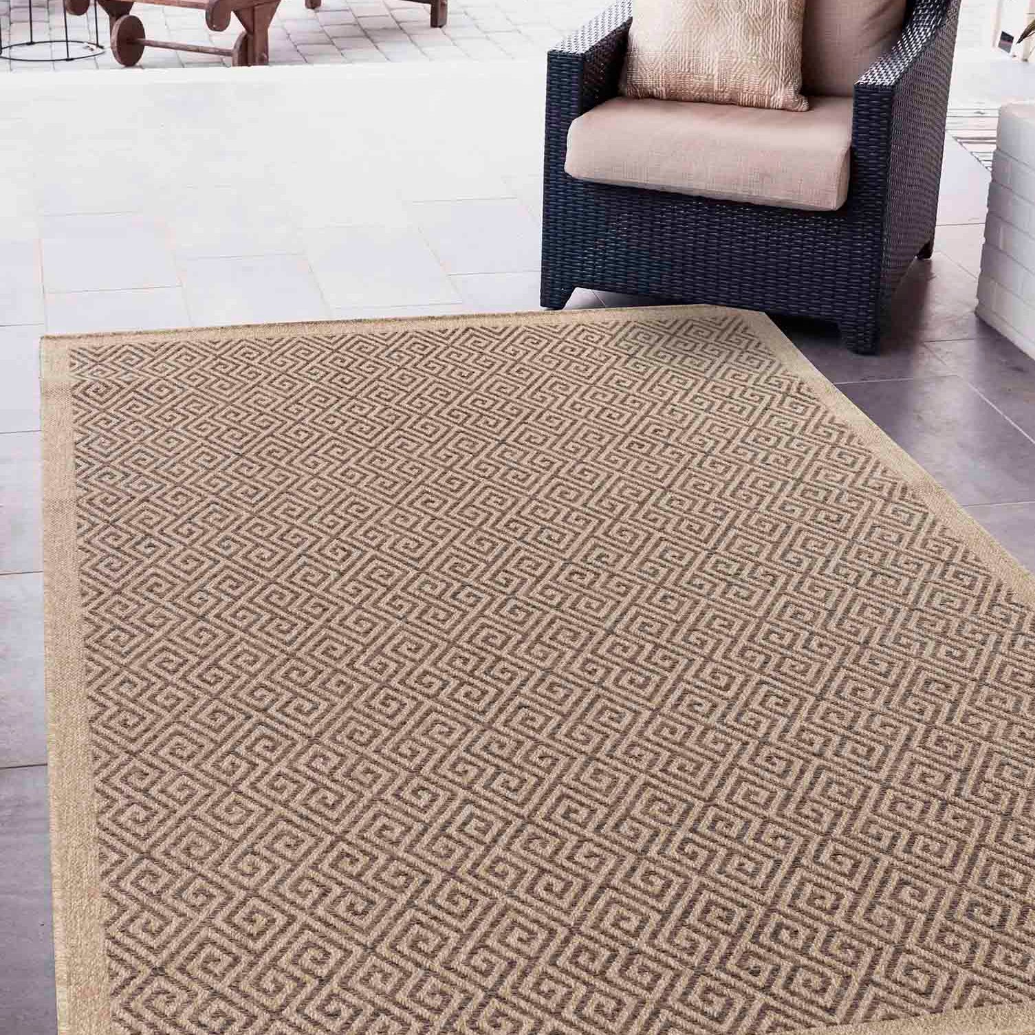 Harper Greek Key Outdoor Rug - Jute