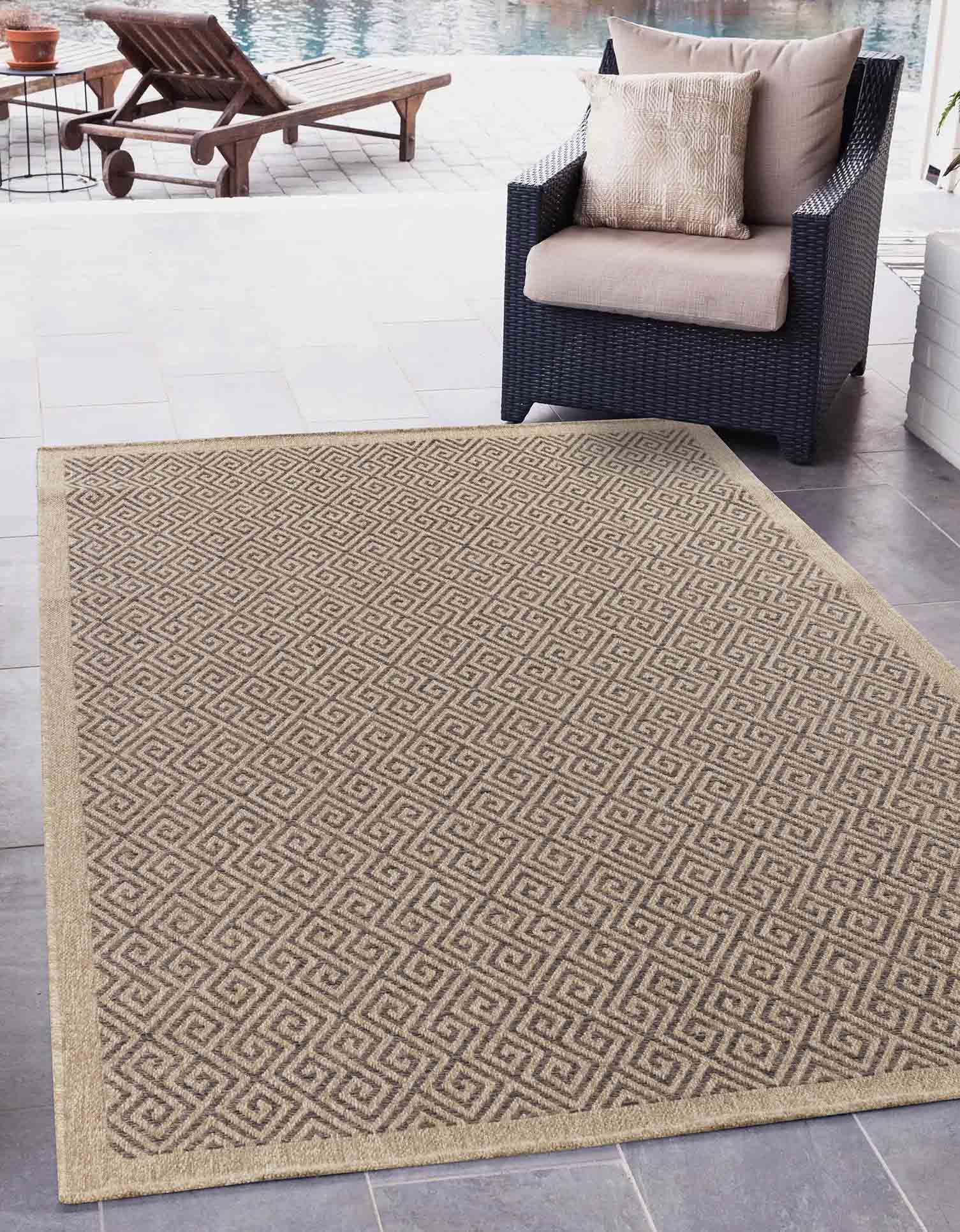 Harper Greek Key Outdoor Rug - Jute