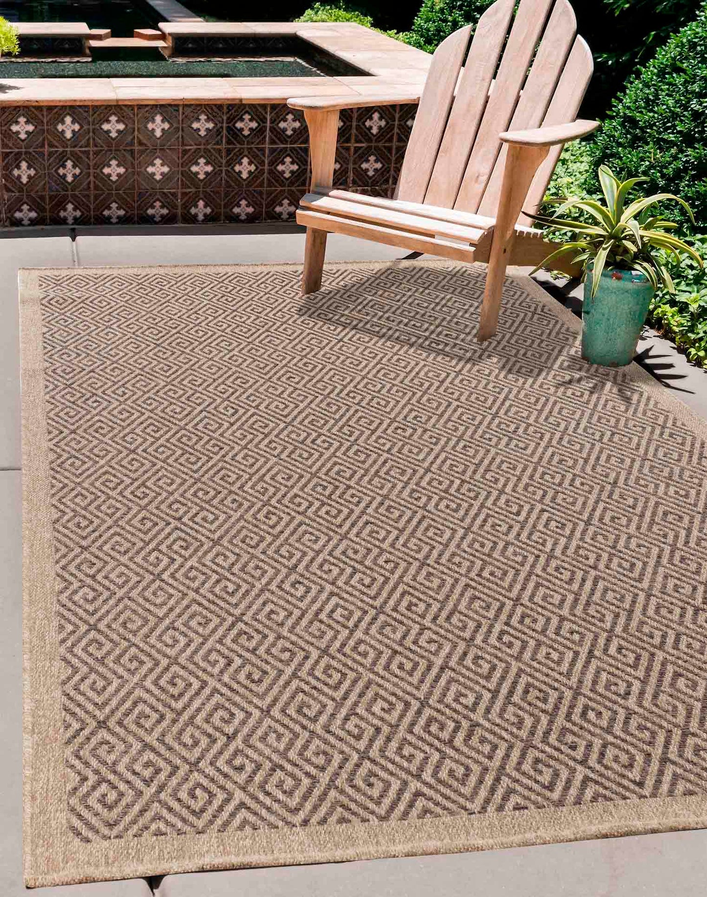 Harper Greek Key Outdoor Rug - Jute