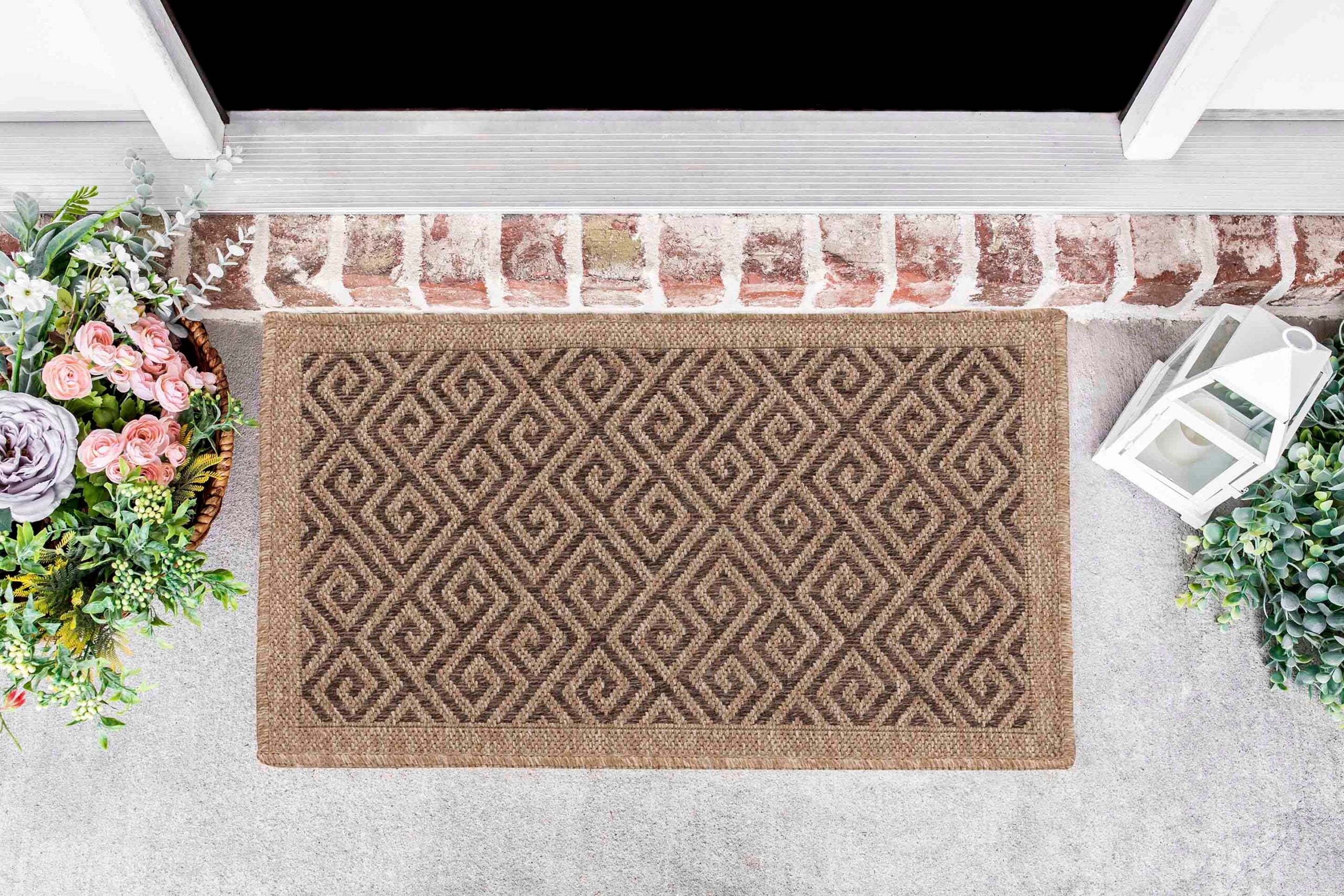 Harper Greek Key Outdoor Rug - Jute