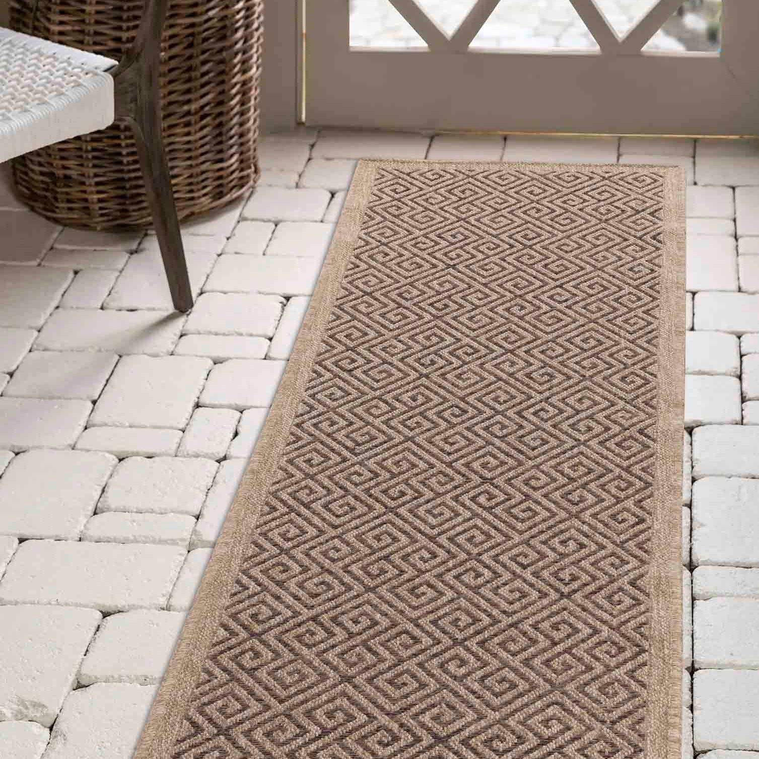 Harper Greek Key Outdoor Rug - Jute