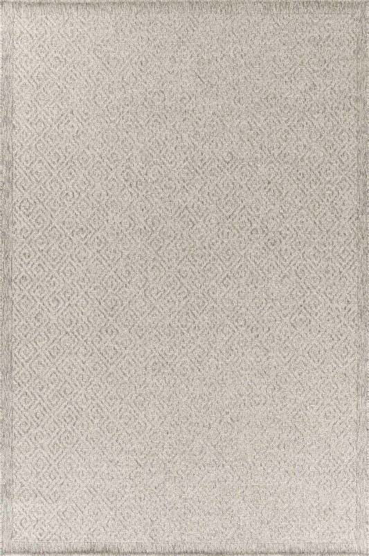 Harper Greek Key Outdoor Rug - Silver