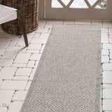 Harper Greek Key Outdoor Rug - Silver