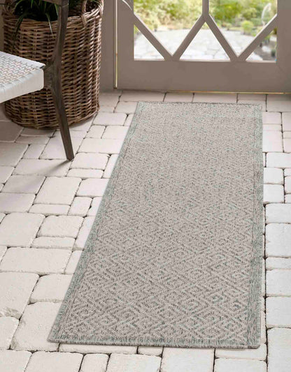 Harper Greek Key Outdoor Rug - Silver