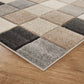 Santiago Carved Abstract Rug - Grid Beige