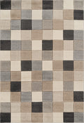 Santiago Carved Abstract Rug - Grid Beige