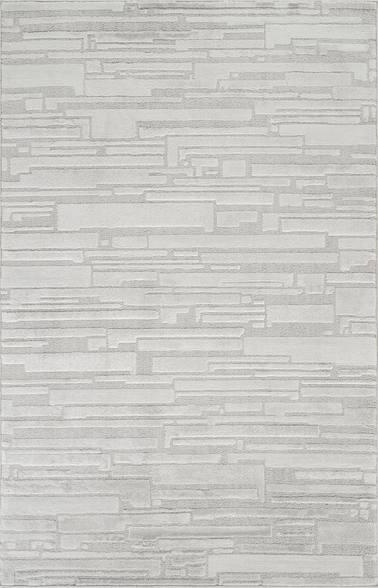 Silver Hamilton Block textured rug, flat portrait view