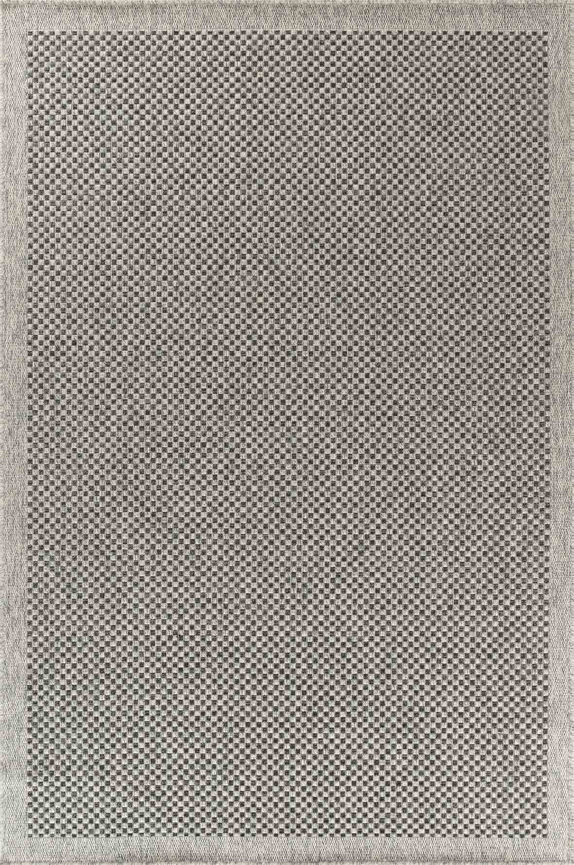 Harper Checkered Outdoor Rug - Dark Grey