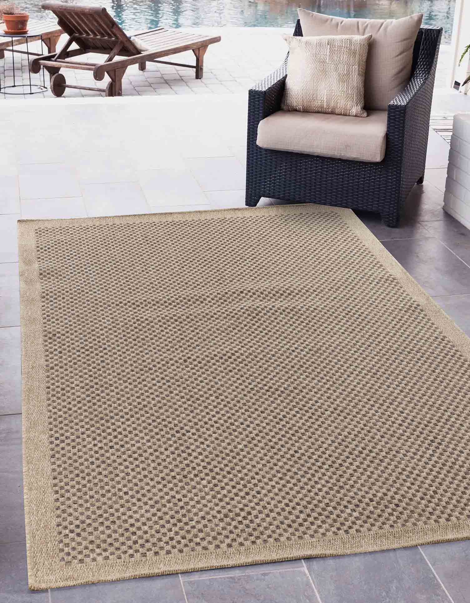 Harper Checkered Outdoor Rug - Jute