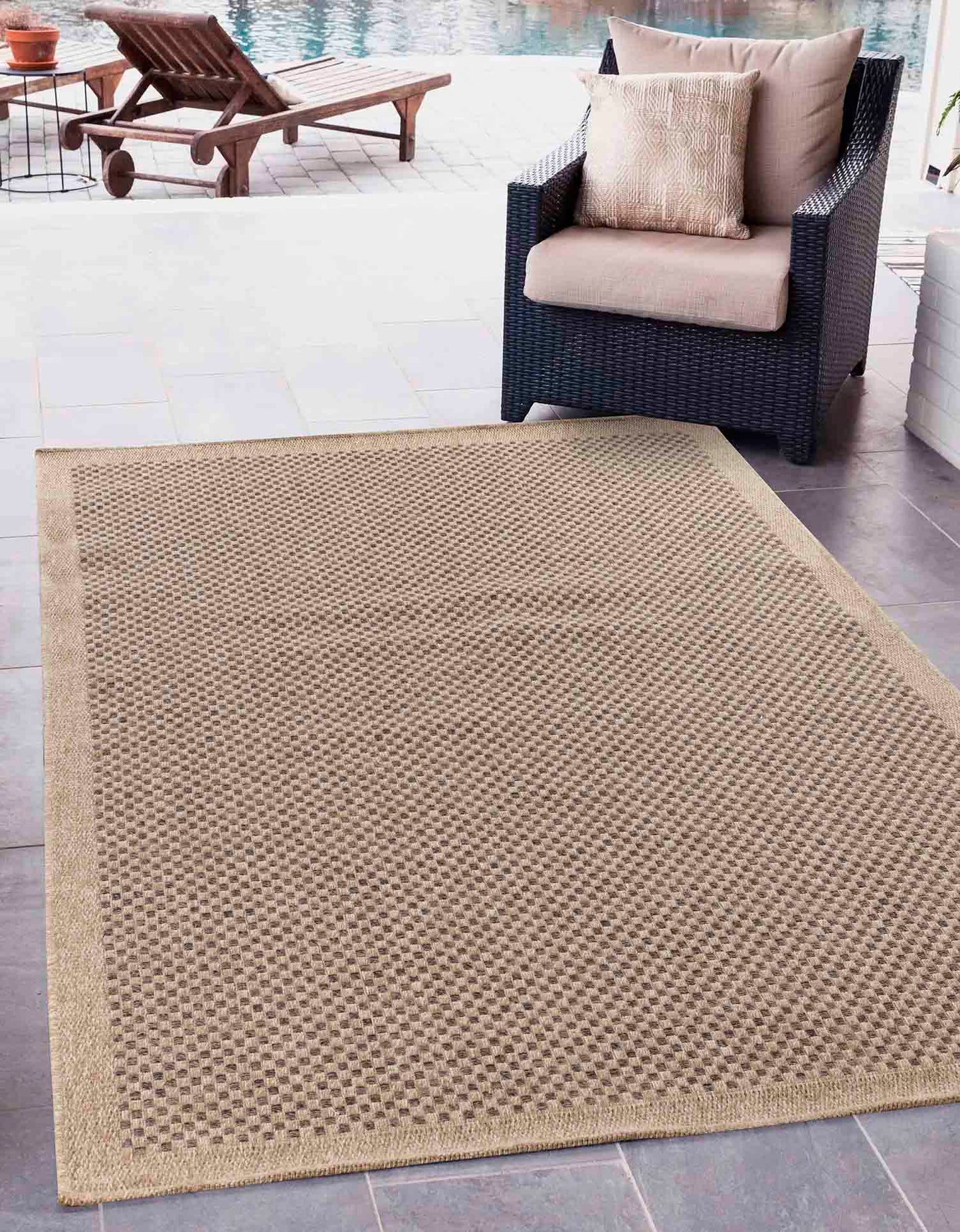 Harper Checkered Outdoor Rug - Jute