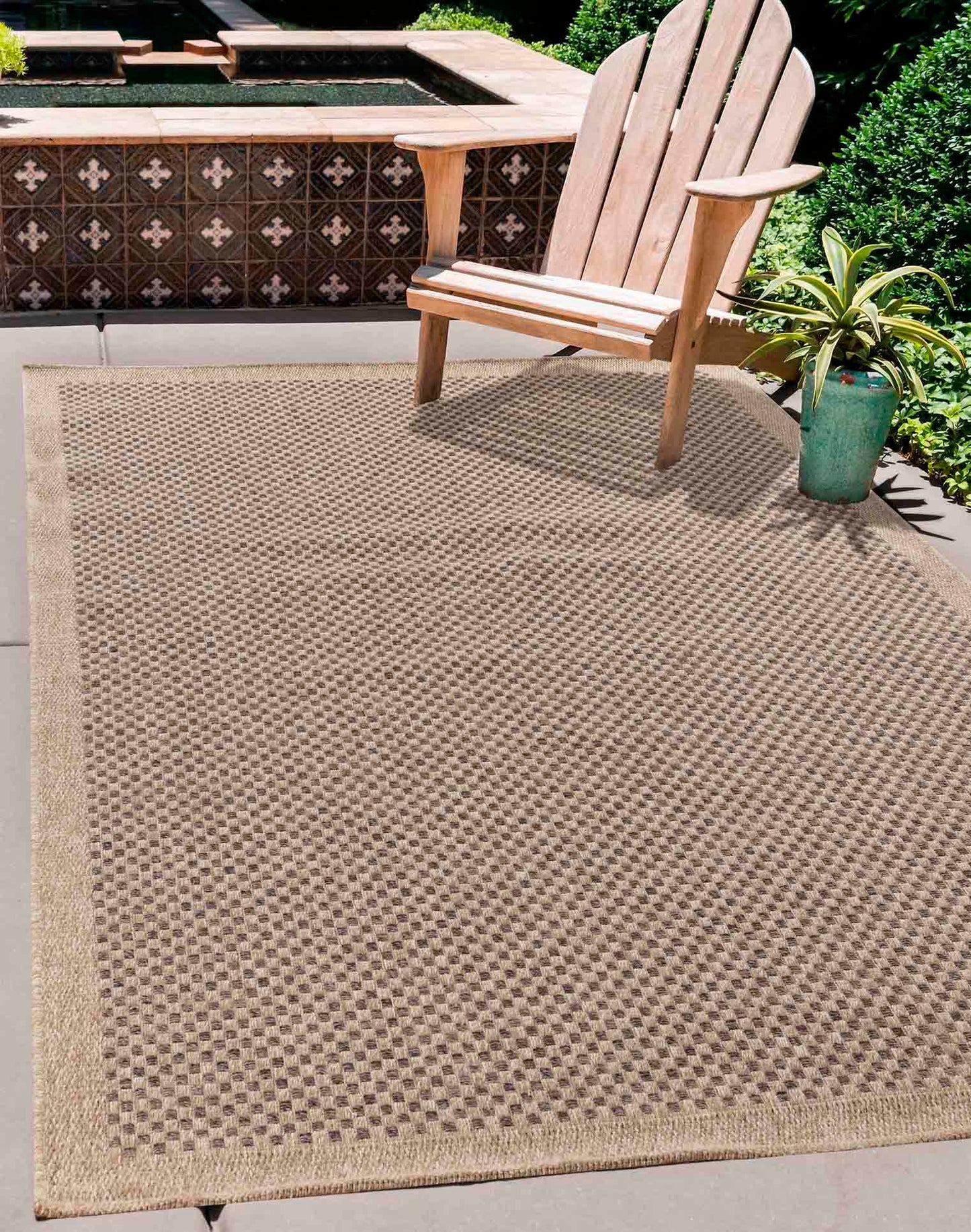 Harper Checkered Outdoor Rug - Jute