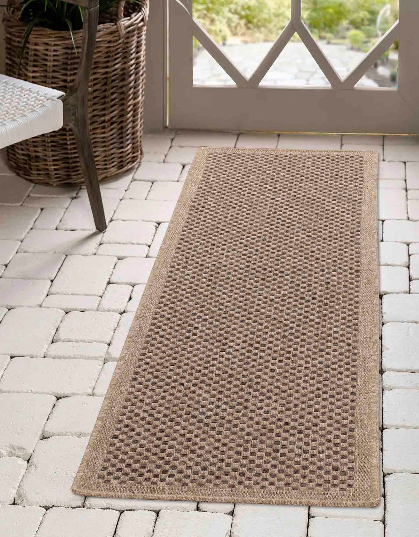 Harper Checkered Outdoor Rug - Jute