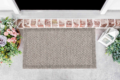 Harper Checkered Outdoor Rug - Silver