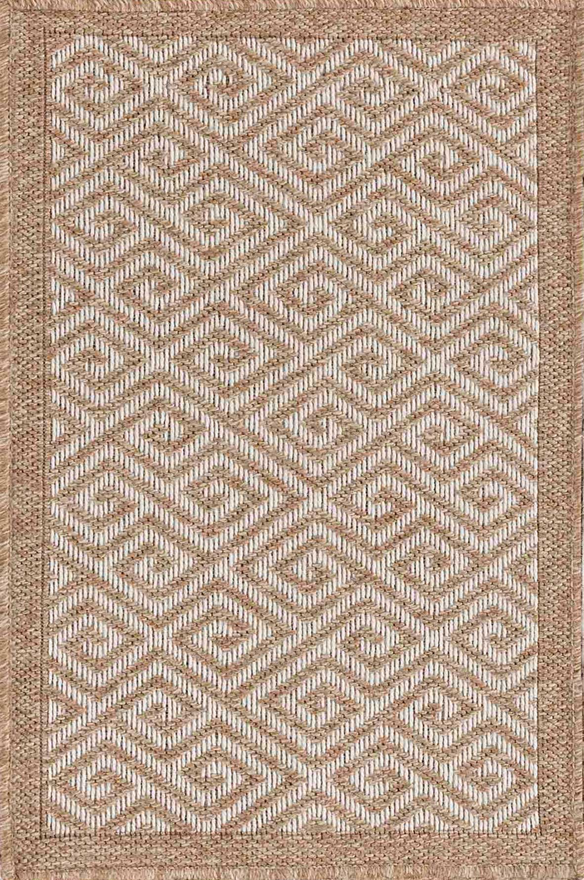 Harper Greek Key Outdoor Rug - Cream