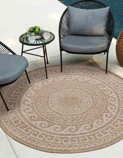 Harper Greek Key Outdoor Rug - Cream