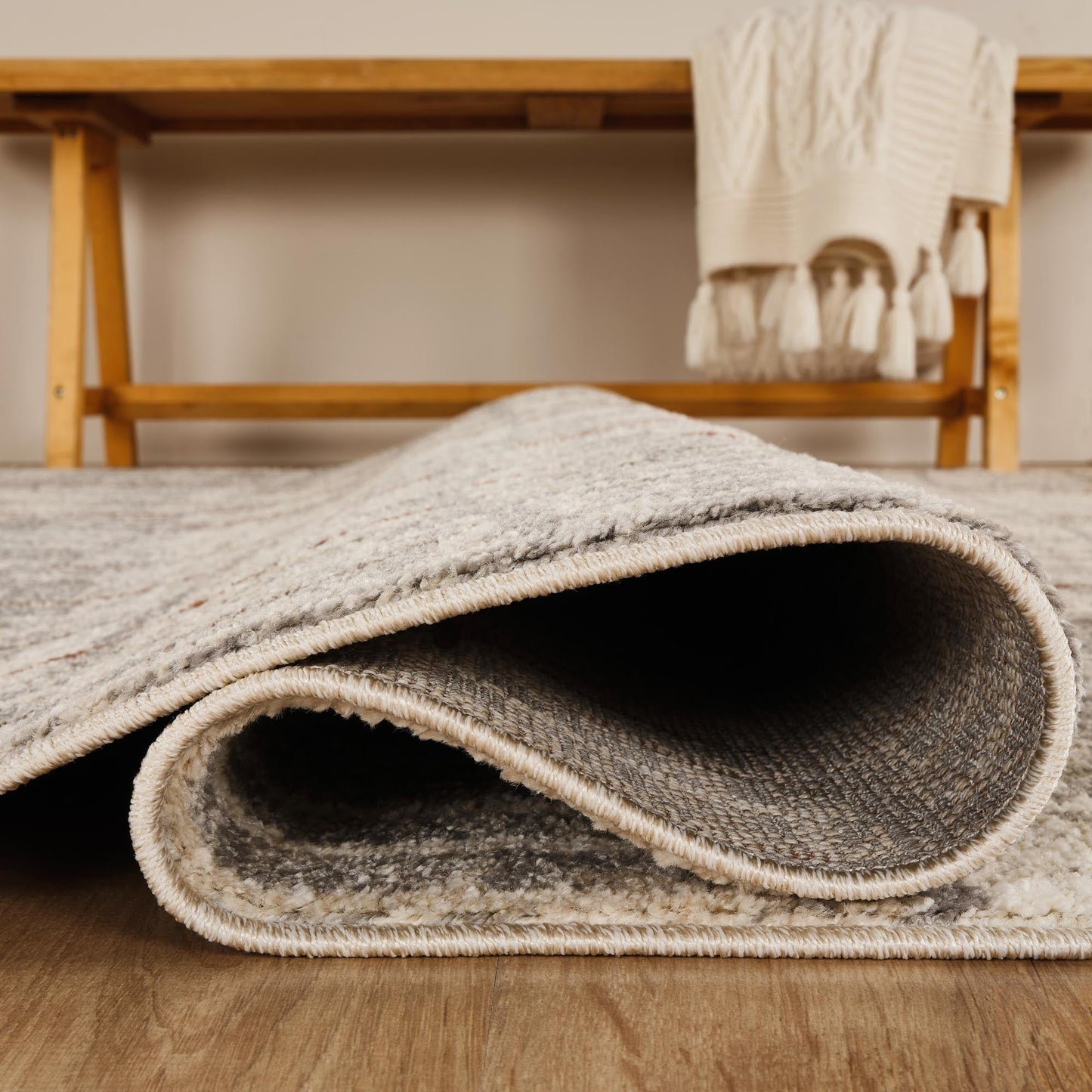 Rhodes Neutral Geometric Rug - Hatch Grey