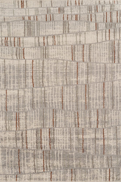 Rhodes Neutral Geometric Rug - Hatch Grey