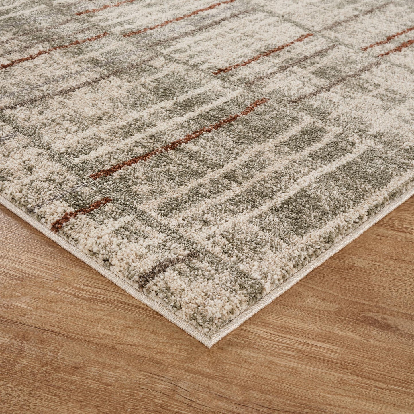 Rhodes Neutral Geometric Rug - Hatch Grey