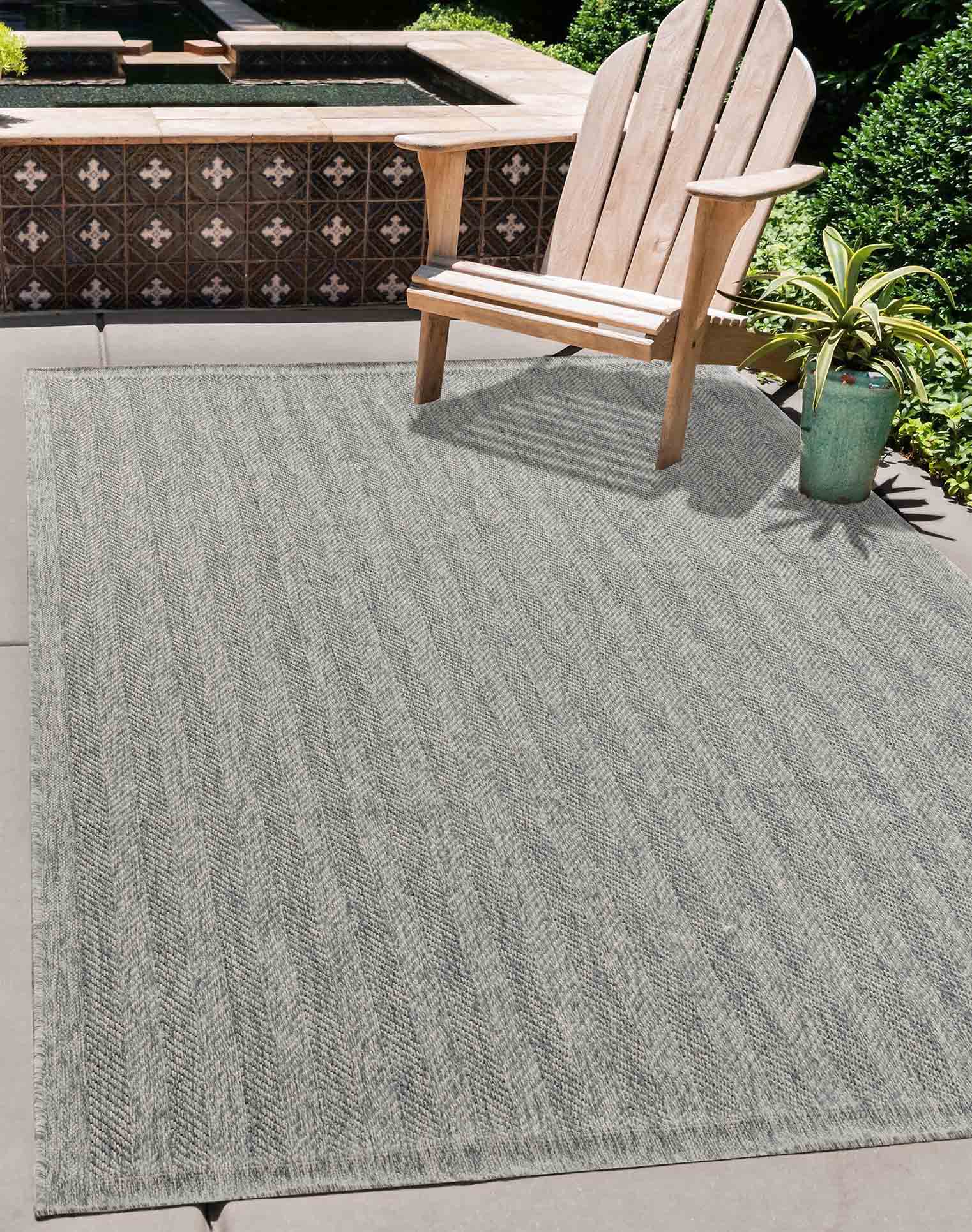 Harper Herringbone Outdoor Rug - Dark Grey